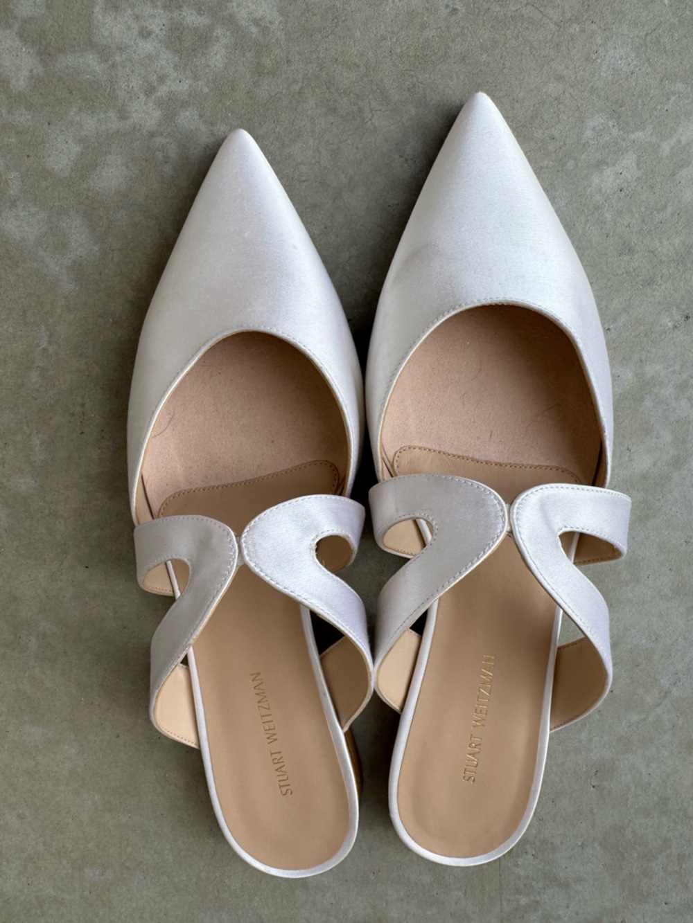 STUART WEITZMAN Mariposa Mule Satin White Women’s Shoe Size 6.5 wedding bride